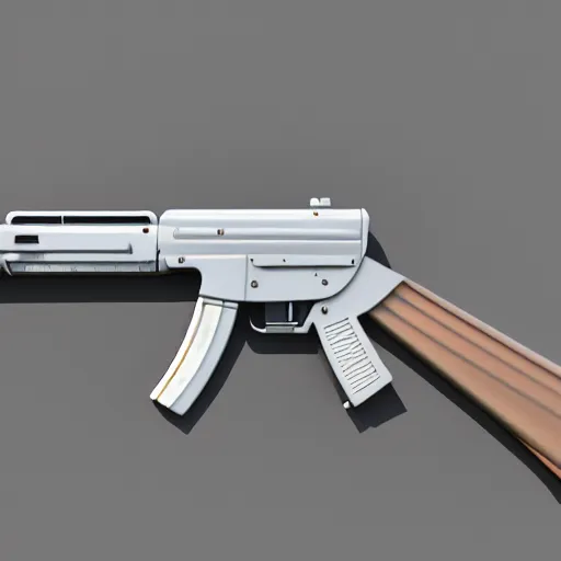 Image similar to Octane render of an AK-47 against a white background, 4k, ultra HD