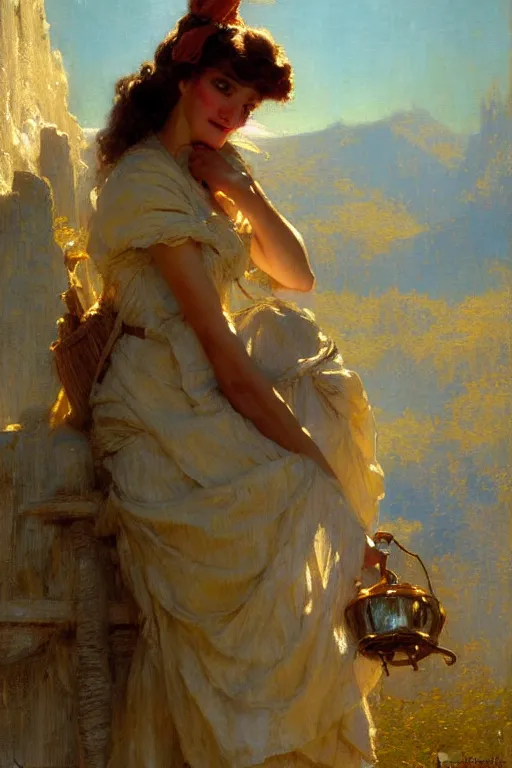 Prompt: cottagecore maid, highly detailed painting by gaston bussiere, craig mullins, j. c. leyendecker 8 k