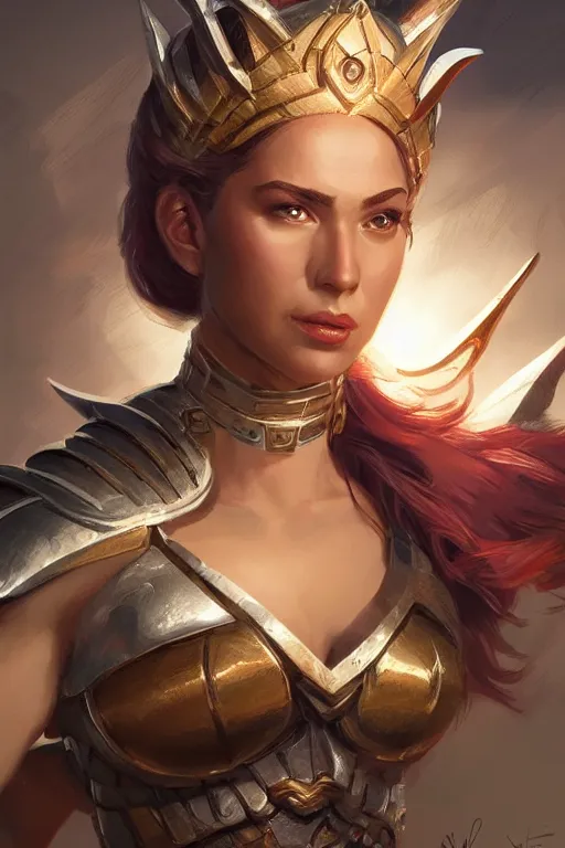 Image similar to amazon valkyrie athena, d & d, fantasy, portrait, highly detailed, headshot, digital painting, trending on artstation, concept art, sharp focus, illustration, art by artgerm and greg rutkowski and magali villeneuve