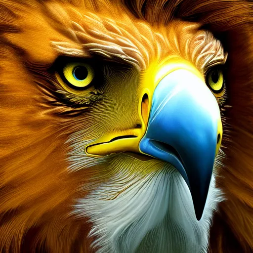 Prompt: profile of an eagle lion!! hybrid, bold natural colors, masterpiece, trending on artstation, photograph