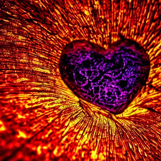 Prompt: 4 k macro photo of a heart exploding