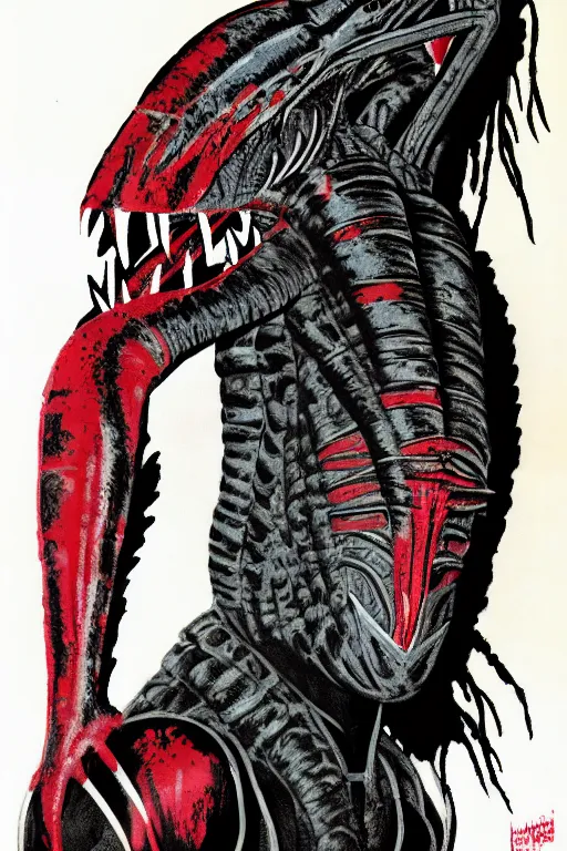 Image similar to predator yautja by andy warhol