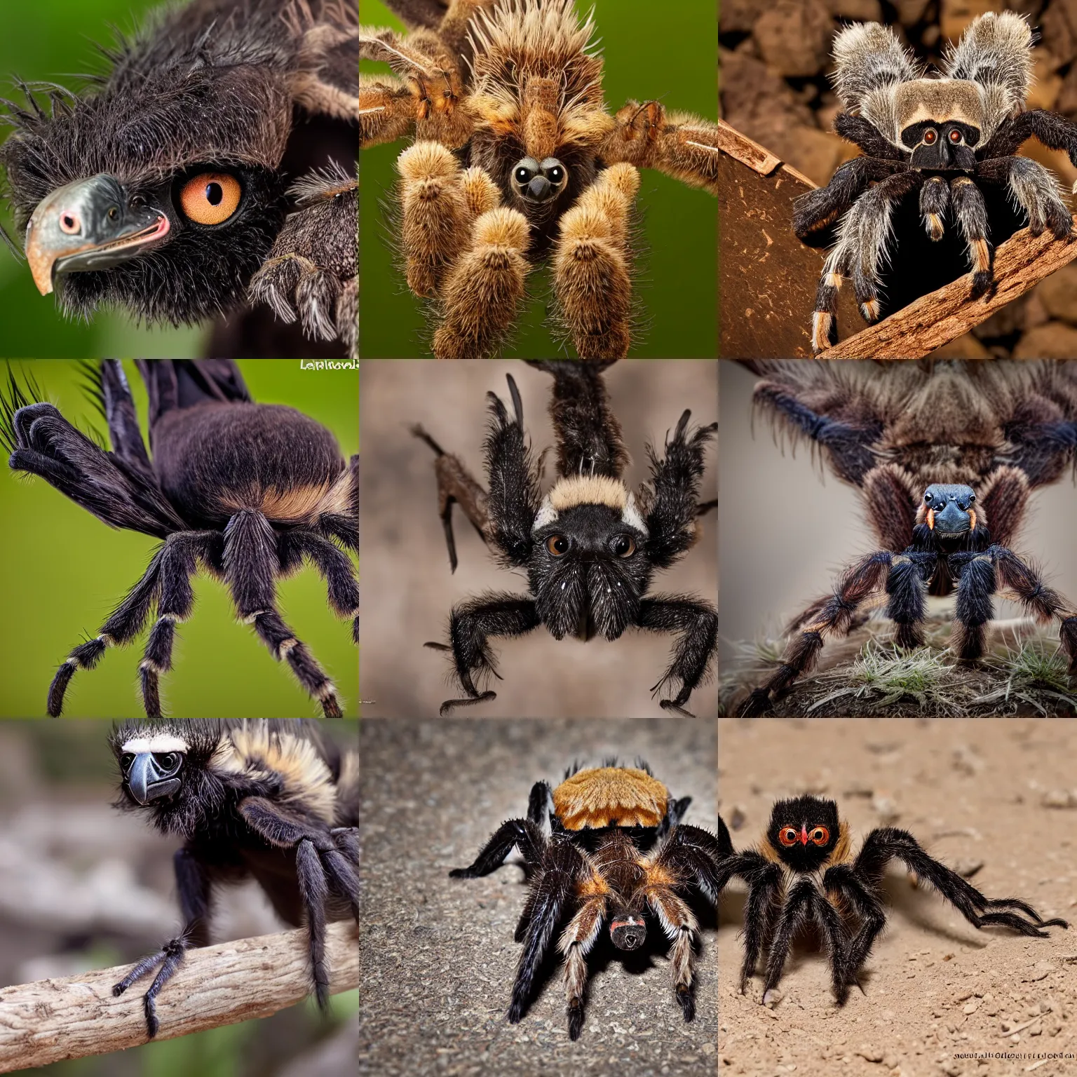 Prompt: a vulture-tarantula, wildlife photography