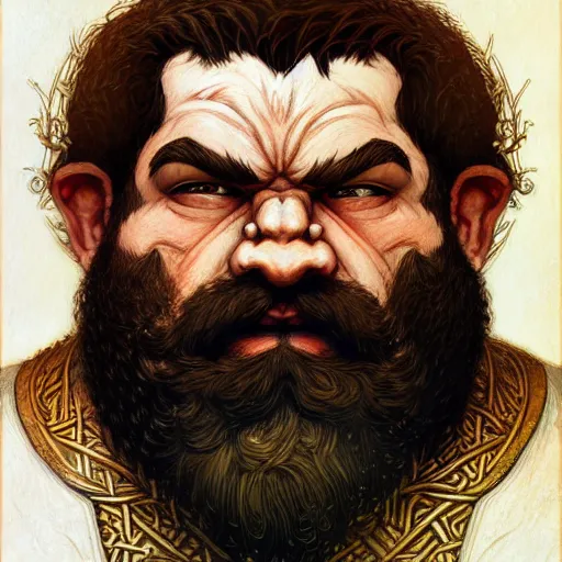 Image similar to portrait painting of a dwarven berserker, sharp focus, high symmetry, award - winning, trending on artstation, masterpiece, highly detailed, intricate. art by rebecca guay