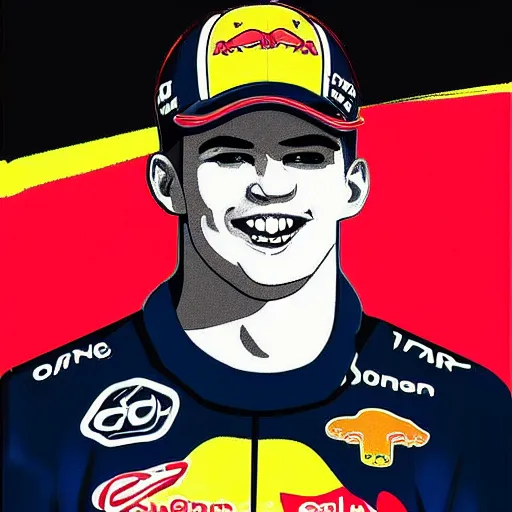 Image similar to a badly drawn picture of max verstappen, caricature, funny, crayon art, bad, beginner art