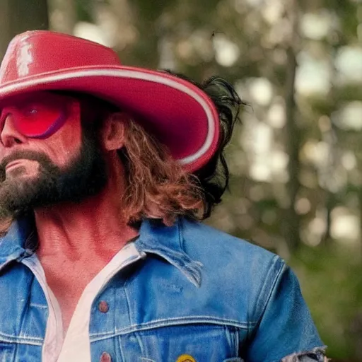 Prompt: Macho Man Randy Savage in Stranger Things, cinematic