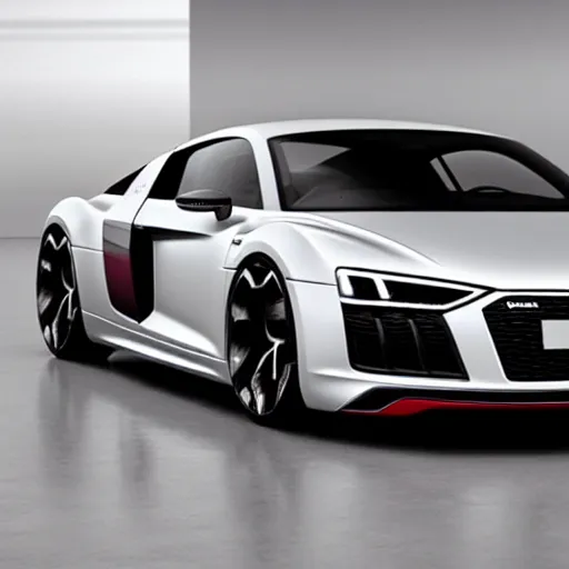 Prompt: volkswagen ID :: audi r8 :: vision gran turismo :: concept supercar in a grey showroom :: studio lighting reflecting on the car's paint