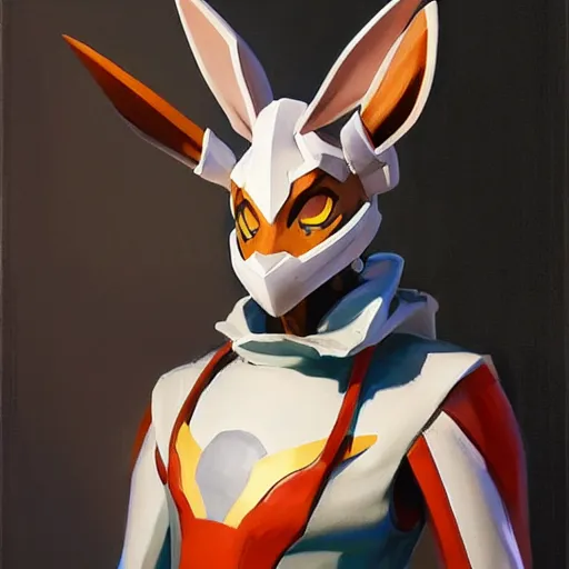 Image similar to greg manchess portrait painting of partially armored sylveon as overwatch character, medium shot, asymmetrical, profile picture, organic painting, sunny day, matte painting, bold shapes, hard edges, street art, trending on artstation, by huang guangjian, gil elvgren, ruan jia, greg rutkowski, gaston bussiere