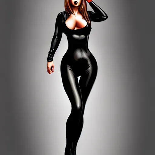 Image similar to a painting of woman wearing black skintight clothes, painting by mark brooks, trending on artstation, artstationHD, artsationHQ