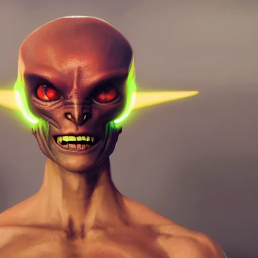 Prompt: a hyper real comic book style portait painting of an alien with 5 eyes and three heads, unreal 5, hyperrealistic, octane render, cosplay, rpg portrait, dynamic lighting