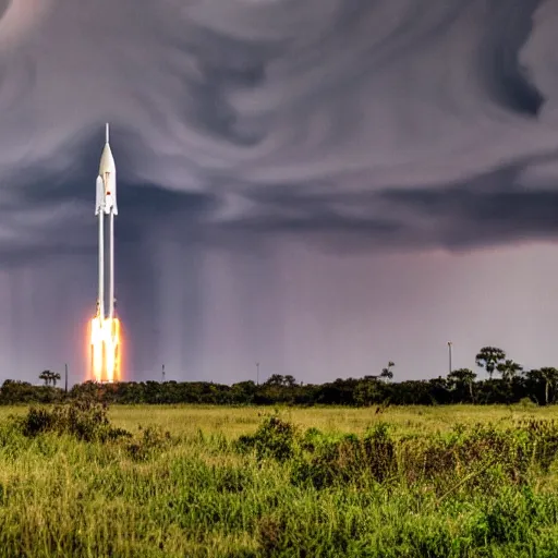 Prompt: A professional photograph of the ruins of the Saturn V rocket horizontal in a flooded Cape Canaveral Florida swamp The Vehicle Assembly Building is in the background Mammatus clouds gather a coming hurricane Manatees are everywhere worms eye shot, wide-angle, racking focus, extreme panoramic, Dynamic Range, HDR, chromatic aberration, Orton effect Photo by Marc Adamus, Ryan Dyar —w 1024 —S 1234