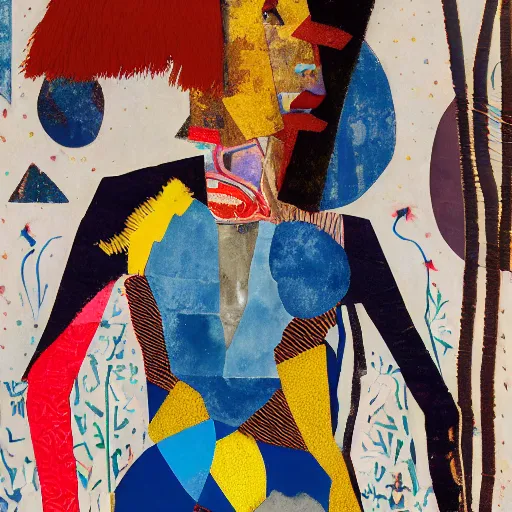 Prompt: sigma 8 5 mm f / 1. 4 by romare bearden. a experimental art of a woman standing in a field of ashes, her dress billowing in the wind. her hair is wild & her eyes are closed, in a trance - like state. dark & atmospheric, ashes seem to be alive, swirling around.