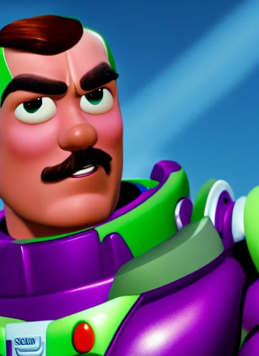 Image similar to film still of tom selleck as buzz lightyear, 4 k