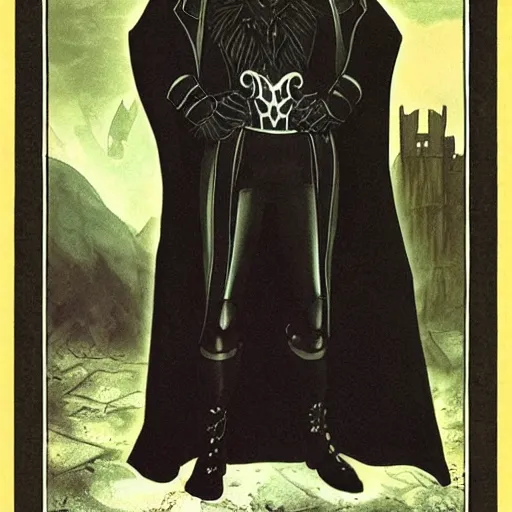 Image similar to a raven rogue wearing a vantablack cloak. in a high fantasy 1 9 7 8 castle. r / oldschoolfantasy