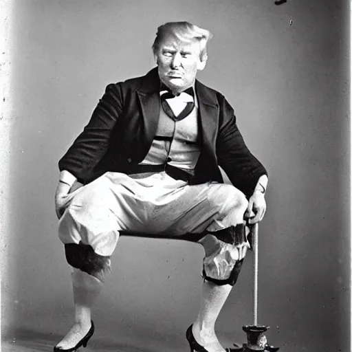 Image similar to donald trump as a circus strong man from 1920, black and white photo