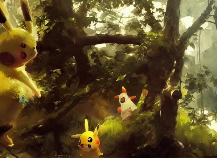 Image similar to oil painting of pikachu, art by anders zorn, wonderful masterpiece by greg rutkowski, beautiful cinematic light, american romanticism by greg manchess, creation by tyler edlin