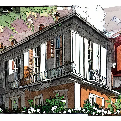 Prompt: illustration of a house by gobelins paris school