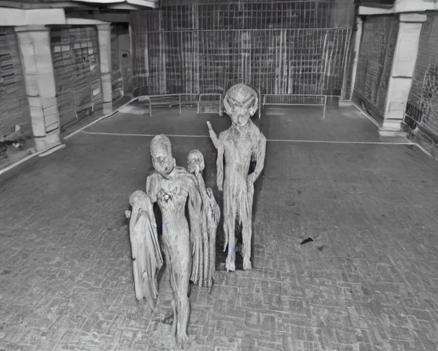 Image similar to camera footage of a several weeping angels, False Human Features, Phasing through walls and floor in an abandoned shopping mall, Psychic Mind flayer, Terrifying, Insanity :7 , high exposure, dark, monochrome, camera, grainy, CCTV, security camera footage, timestamp, zoomed in, Feral, fish-eye lens, Fast, Radiation Mutated, Nightmare Fuel, Ancient Evil, No Escape, Motion Blur, horrifying, lunging at camera :4 bloody dead body, blood on floors, windows and walls :5