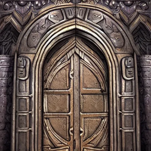 Prompt: iron arc gate door texture, fantasy art style, matte painting, 2 d texture