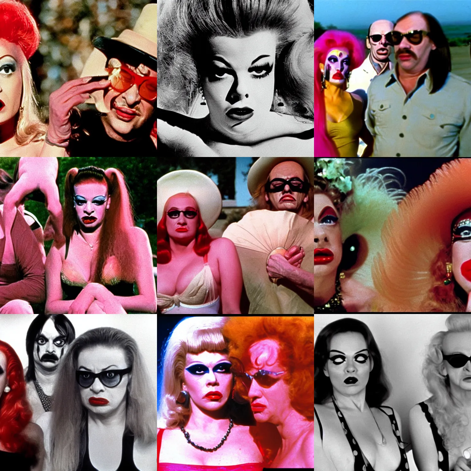 Prompt: a film still from pink flamingos ( 1 9 7 2 )