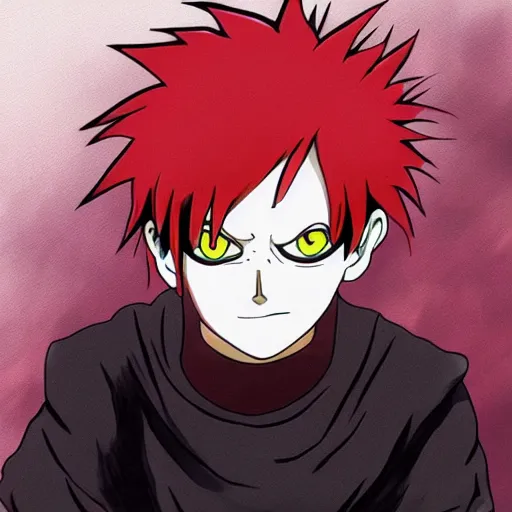 Prompt: gaara redrawn as mob psycho