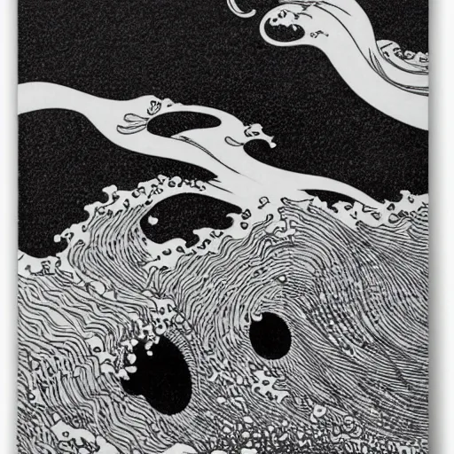 ocean swells by Moebius, black and white, fine lines, | Stable ...