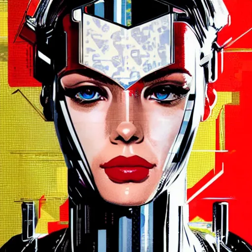 Image similar to portrait of a female android, by MARVEL comics and Sandra Chevrier