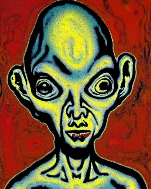 Image similar to portrait of little grey alien by Jackson Pollock