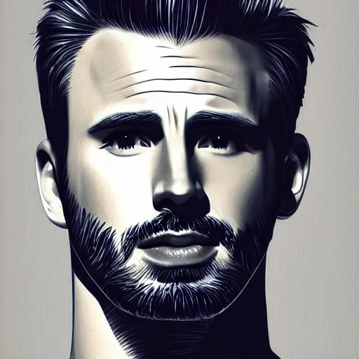 Image similar to portrait of chris evans, highly detailed, centered, solid color background, digital painting