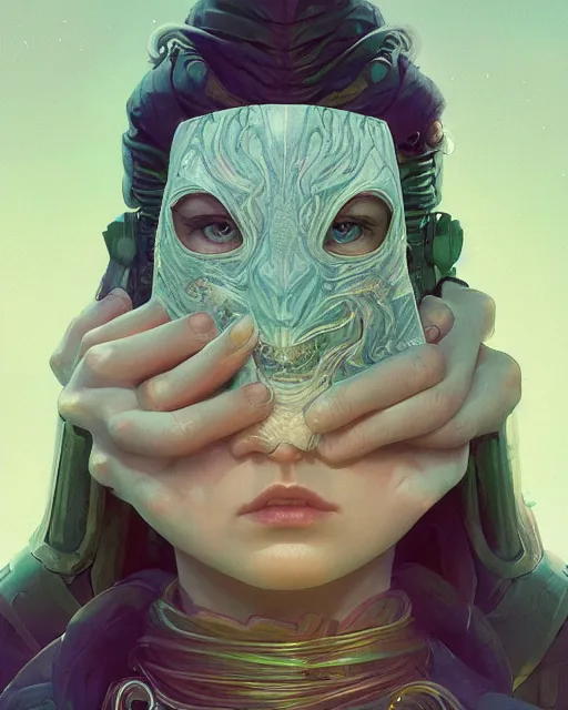Image similar to highly detailed surreal vfx portrait of marjora's mask, stephen bliss, unreal engine, greg rutkowski, loish, rhads, beeple, makoto shinkai and lois van baarle, ilya kuvshinov, rossdraws, tom bagshaw, alphonse mucha, global illumination, detailed and intricate environment