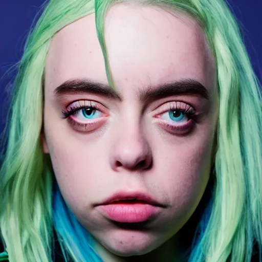 Prompt: Billie Eilish's Face, XF IQ4, 50mm, F1.4, studio lighting, professional, 8K, Look at all that detail!, Dolby Vision, UHD