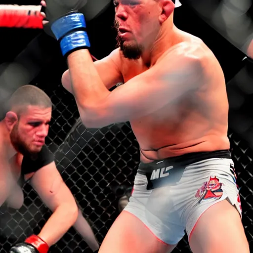 Prompt: nate diaz in a mma fight