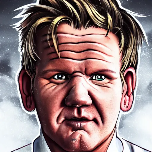 Image similar to portrait of gordon ramsay, anime fantasy illustration by tomoyuki yamasaki, kyoto studio, madhouse, ufotable, comixwave films, trending on artstation