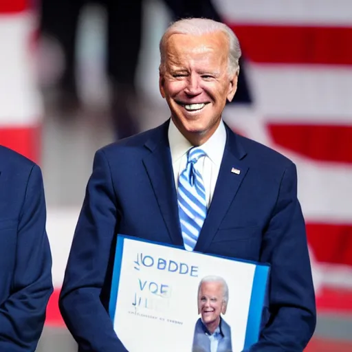 Image similar to A photo of joe biden teams up with a teenage joe biden, perfect faces, 50 mm, award winning photography