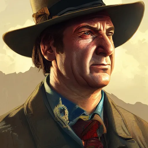 Prompt: Saul Goodman, Fallout New Vegas, intricate, highly detailed, digital painting, artstation, concept art, matte, sharp focus, illustration, art by Artgerm and Greg Rutkowski and Alphonse Mucha