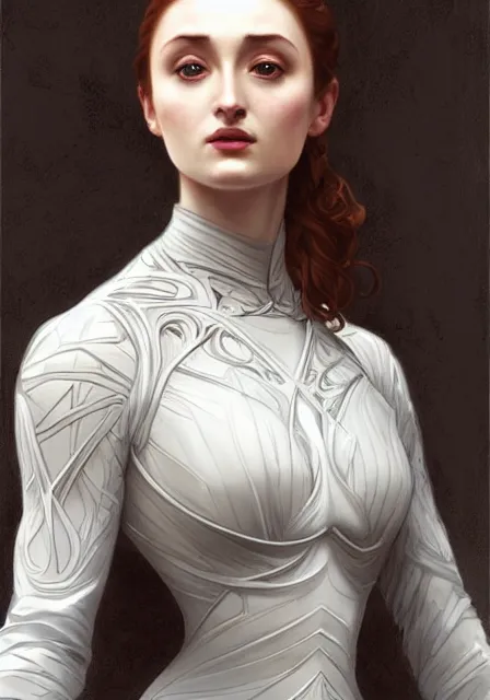 Image similar to sansa in skeleton, intricate, elegant, highly detailed, digital painting, artstation, concept art, smooth, sharp focus, illustration, art by artgerm and greg rutkowski and alphonse mucha and william - adolphe bouguereau