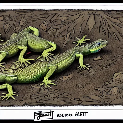 Image similar to lizard moshpit, trending on art station