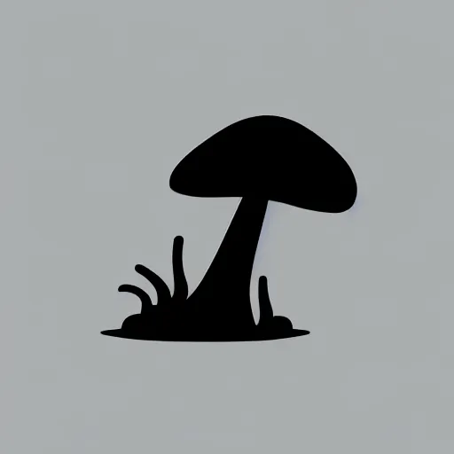 Image similar to flat black vector silhouette of a mushroom, pure white background, 4 k resolution