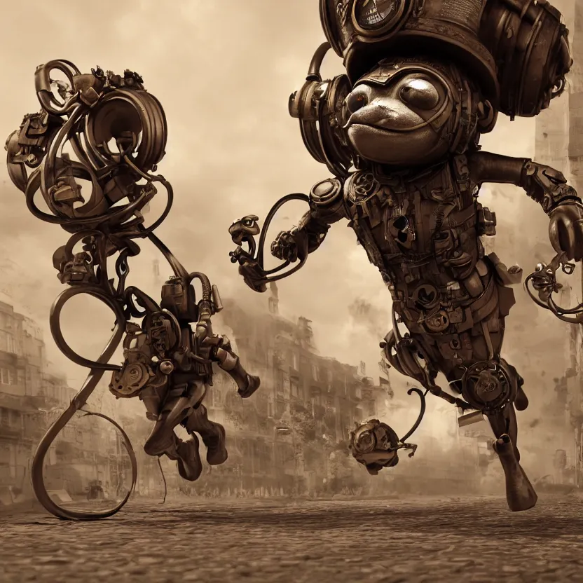 Prompt: Steampunk sloth running. 4k, octane render, realistic, trending on artstation