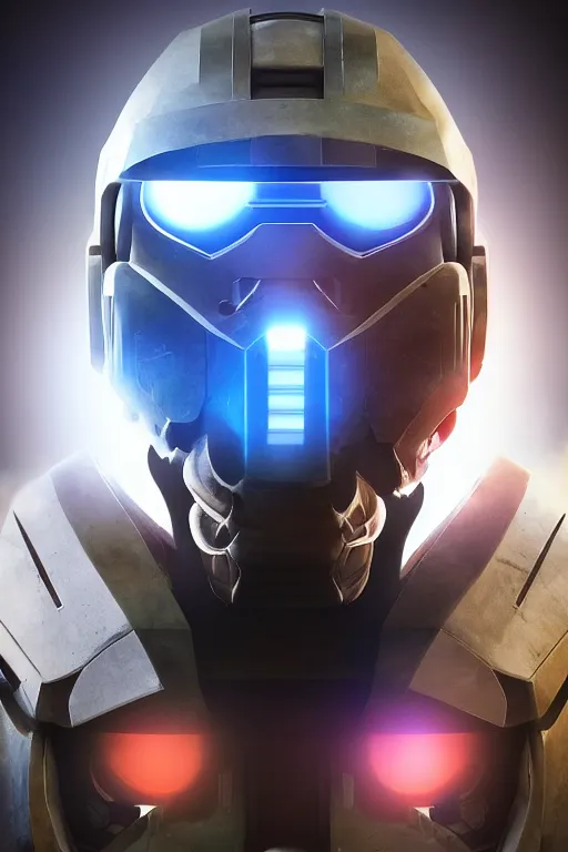 Image similar to robot ninja mask helmet halo master chief radiating a glowing aura global illumination ray tracing hdr fanart arstation by ian pesty and katarzyna da „ bek - chmiel