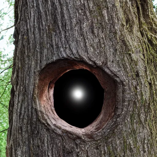 Prompt: black hole in a tree without blade, 8 k ultra detailed