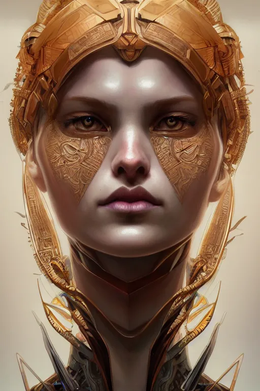 Image similar to symmetry!! portrait of android fox woman in the style of god of war, machine parts embedded into face, intricate, elegant, highly detailed, digital painting, artstation, concept art, smooth, sharp focus, illustration, art by artgerm and greg rutkowski and alphonse mucha, 8 k