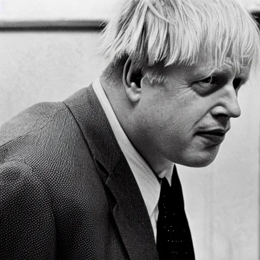 Image similar to Boris Johnson as Amon Göth in Schindler's List, cinematic, sharp focus, movie still, atmospheric, 8k, black and white, dramatic