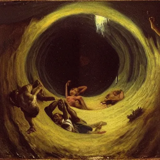 Prompt: the abyss, 1 9 th century oil painting