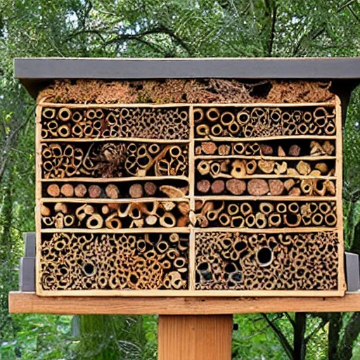 Image similar to insect hotel designed by Frank Lloyd Wright