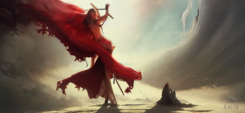 Image similar to sacred vampire, red sea, sword attack, epic, acanthus scroll, ceremonial clouds, dripping paint, fibonacci rhythm, artstation, art germ, wlop, karol bak, christopher balaskas, ross tran