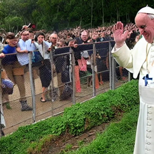 Image similar to pope Francis visiting a ape sanctuary