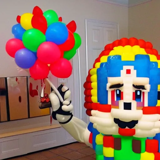 Image similar to super mario made out of balloons