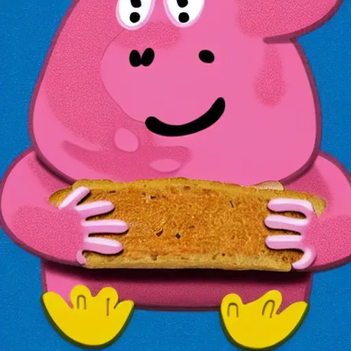 Image similar to Pope Peppa Pig eating a ham sandwich colorized archival footage