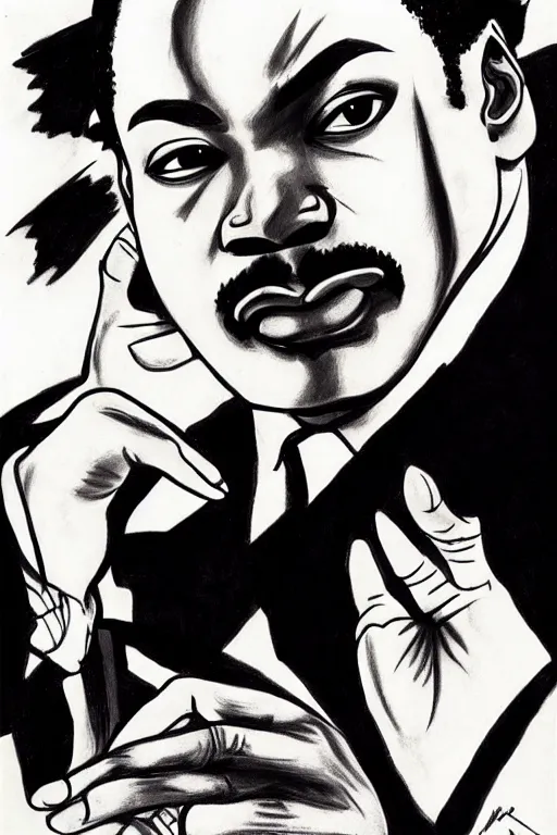 Image similar to Martin Luther King as Jotaro Kujo JoJo from JoJo\'s Bizarre Adventure, anime drawing by Hirohiko Araki